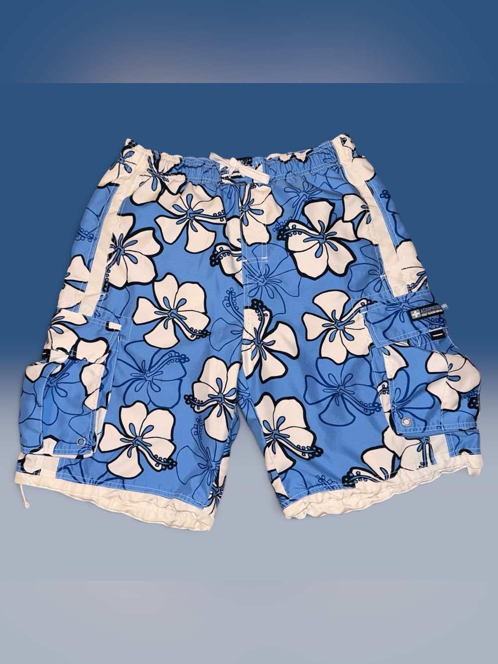 Vintage Y2K Aéropostale Men’s Medium Surf Rescue Floral Board Shorts/Swim Trunks